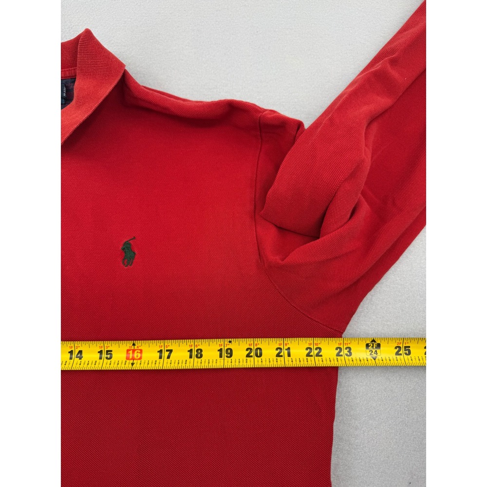 Polo Ralph Lauren Mens L Long‎ Sleeve Pique Polo Red Preppy Casual Ivy - Picture 8 of 11